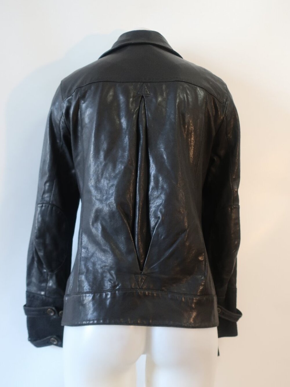 Womens Diane von Furstenberg Black Beau (Item- 9) Leather Military Moto Jacket 6 - Picture 11 of 16